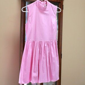 ASOS Bubblegum Pink Barbiecore mini dress button up back collar lightweight 60s